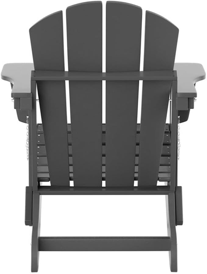 Costaelm Outdoor Folding Chair, Outdoor Seating Folding Firepit Chairs, All Weather Poly Adirondack Chair for Deck Backyard Garden Lawn Pool Patio, Gray