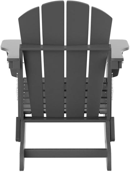 Costaelm Outdoor Folding Chair, Outdoor Seating Folding Firepit Chairs, All Weather Poly Adirondack Chair for Deck Backyard Garden Lawn Pool Patio, Gray