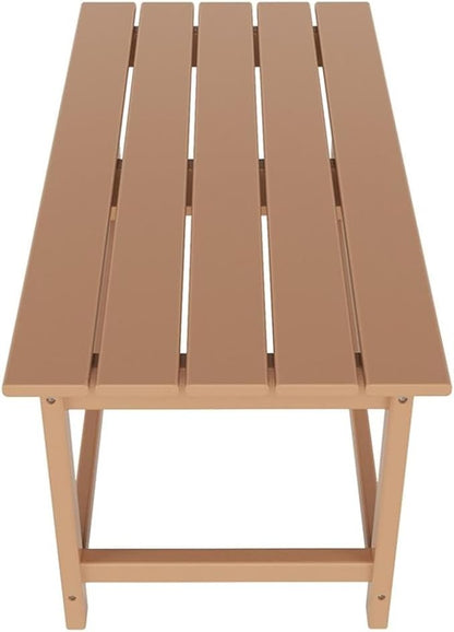 Costaelm Adirondack Conversation Table, HDPE Outdoor Drink Weather Resistant, Outdoor Patio Porch Accent Balcony Table for Pool, Seaside, Backyard, Teak