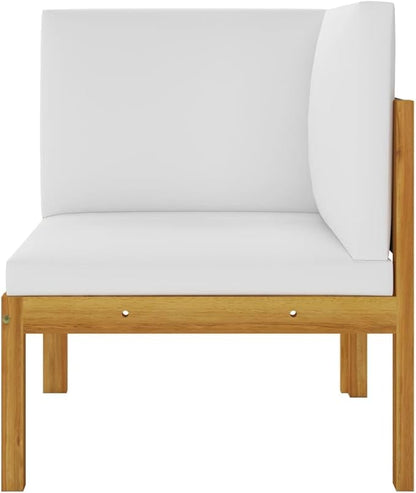 2-Seater Acacia Wood Garden Bench with Weather-Resistant Cushions, Modern Outdoor Patio Furniture for Balcony Terrace, Comfortable Seating with Removable Covers and Sturdy