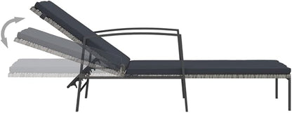 vidaXL 2 pcs Sun Lounger Set with Table - Poly Rattan Outdoor Seating Set with Adjustable High Backrest and Comfortable Cushions, Powder-Coated Steel Frame - Ideal for Garden, Patio & Poolside