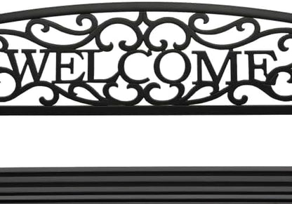 50" Outdoor Garden Bench, Patio Furniture Metal Outdoor Chair with Cast Iron Frame, Weather Proof 2-Person Outdoor Loveseat with Welcome Backrest for Park, Porch, Pool, Backyard