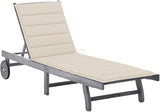 Outdoor Chaise Lounge 78.7" Grey Solid Acacia Wood Patio Sunlounger with 4-Position Adjustable Backrest & Wheels for - Photo 1