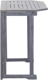 Balcony Table Grey Solid Acacia Wood Coffee Tables Outside Table for Picnic Backyard 35.4 x 19.7 x 29.1 in - Photo 3