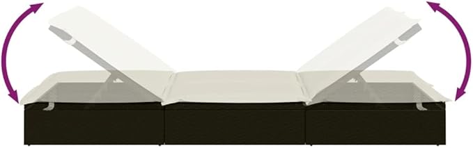 Double Outdoor Chaise Lounge, 79.1" Wicker Reclining Patio Lounge Chair with 5-Angle Backrest, All-Weather PE Rattan - Photo 9