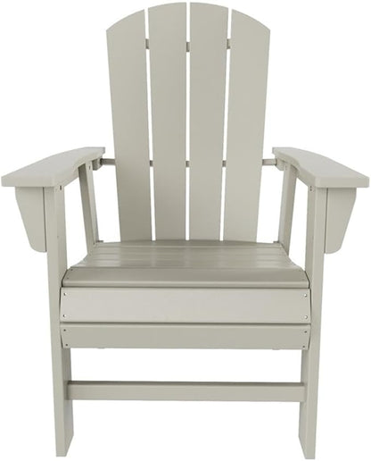Costaelm Outdoor Adirondack Chair, HDPE Patio Balcony Chairs, Portside Seashell Nautical Curveback Adirondack Chairs and Fire Pit Chairs, Sand