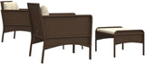 vidaXL Patio Lounge Set with Cushions - Brown Poly Rattan Garden Furniture, Metal Frame, White Cushion - Photo 7