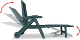 Green Plastic Foldable Sun Lounger with Adjustable Backrest and Wheels for Patio Garden Poolside Relaxation - Photo 8