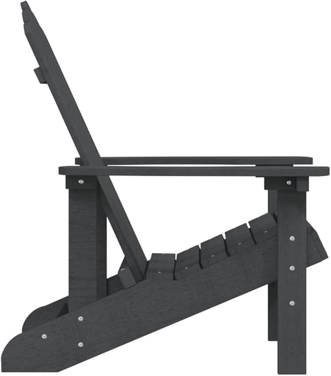 Durable HDPE Adirondack Chair in Anthracite Color with Slanted Backrest and Wide Armrests for Outdoor Patio Garden - Photo 5