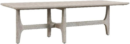 Pemberly Row Rectangle Teak Wood Outdoor Coffee Table, 55" W x 24" D x 17" H, Matte Gray Finish, Hand-Finished with Two-Sided Tapered Legs, Durable Patio and Garden Furniture with Plastic Floor