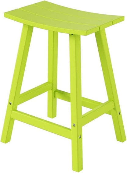 Costaelm 24" Height Outdoor Bar Stools, All-Weather Bar Stools, Adirondack Poly Patio Bar Stool for Patio, Deck, Kitchen Counter and Garden, Lime
