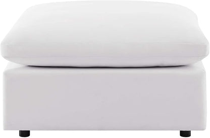 Modway Commix Outdoor Patio Overstuffed Sectional Sofa Ottoman in White