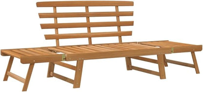 Patio Bench, Bench with Backrest, Garden Bench, Park Bench for Patio, Garden, Yard, Lawn,2-in-1 74.8" Solid Acacia Wood