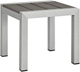 Modway Shore Aluminum Textilene® Mesh Outdoor Patio Poolside Chaise Lounge Chair and Side End Table Set in Silver Black - Photo 8