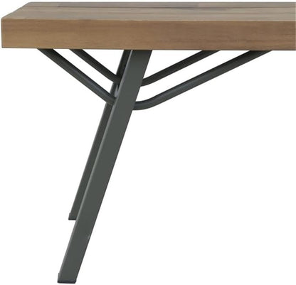 BOWERY HILL 47.2" Solid Acacia Wood and Steel Garden Bench, Brown and Gray Oiled Finish, Rectangular Outdoor Bench, Weather-Resistant Patio Seating for Garden, Terrace, or Balcony, Seats 2 Adults