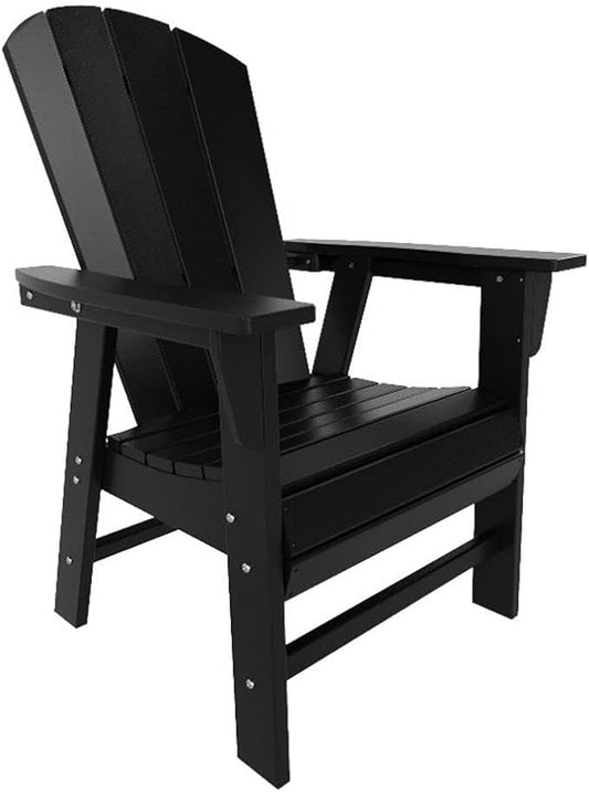 Costaelm Outdoor Fire Pit Chair, Patio hdpe Balcony Pool Adirondack Chair, Modern Front Porch Backyard Chair, Garden Resin Lounge Chair for Outside, Black