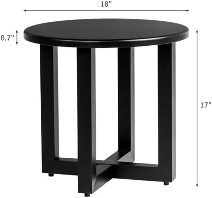 46" Outdoor Round Side Table, Black Metal Patio Coffee Table, All-Weather Garden Bistro Table for Poolside, Balcony & Deck, Round Side Table Outdoor Patio Furniture Metal Coffee Table Garden Bistro