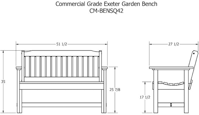 Sequoia Professional CM-BENSQ42-WHE Commercial Grade Exeter 4 Foot Garden Bench, White