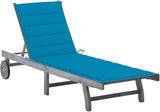 Sun Lounger with Cushion, Adjustable Outdoor Chaise Lounge Chair, Solid Acacia Wood Patio Furniture for Garden, Poolside - Photo 1