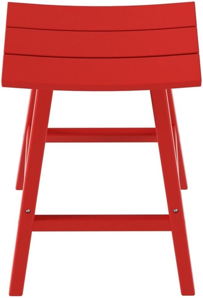 Costaelm All-Weather Outdoor Bar Stools, 29" Height Patio Stools & Bar Chairs, Adirondack Poly Patio Bar Stool for Patio, Deck, Kitchen Counter and Garden, Red