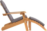 Adirondack Patio Chair with Footrest Solid Wood Acacia Outdoor Lounge Chair Foldable Design with Cushions for Backyard - Photo 5