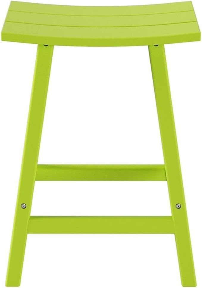 Costaelm 24" Height Outdoor Bar Stools, All-Weather Bar Stools, Adirondack Poly Patio Bar Stool for Patio, Deck, Kitchen Counter and Garden, Lime