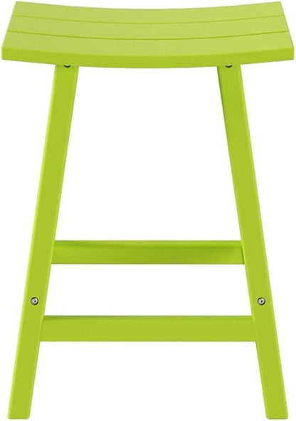 Costaelm 24" Height Outdoor Bar Stools, All-Weather Bar Stools, Adirondack Poly Patio Bar Stool for Patio, Deck, Kitchen Counter and Garden, Lime