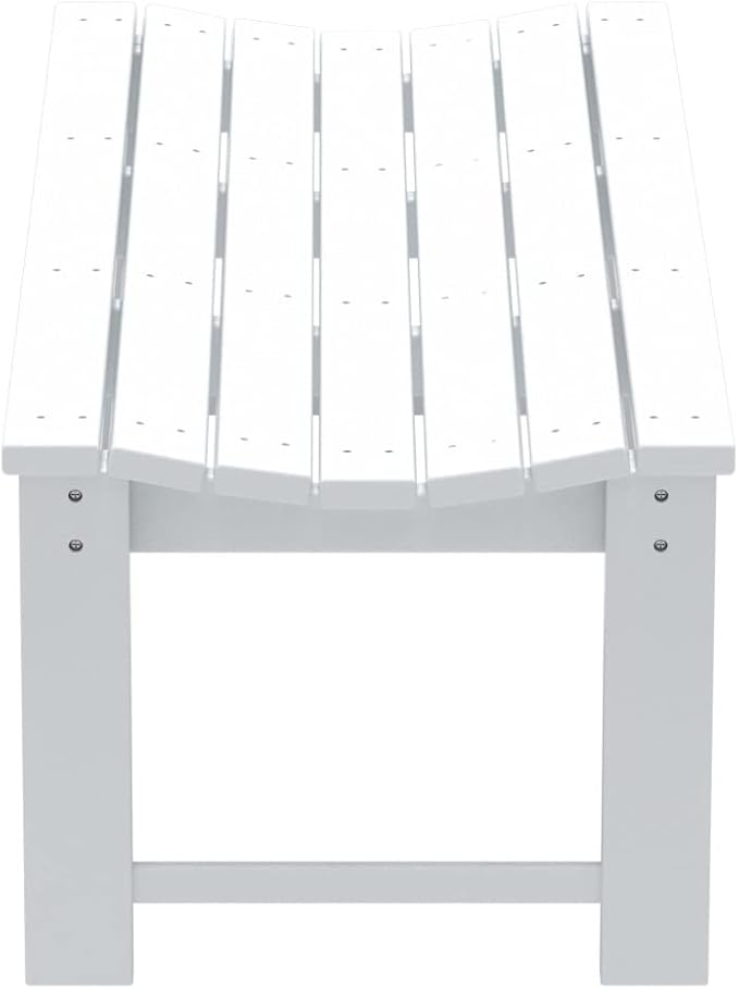 WO Home Furniture Outdoor 46" Backless HDPE Adirondack Bench, Poly Lumber Seat for Patio, Backyard, Balcony, All Weather Resistant with UV Protection, White