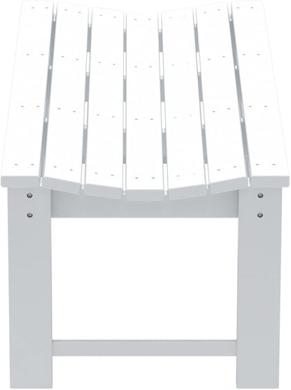 WO Home Furniture Outdoor 46" Backless HDPE Adirondack Bench, Poly Lumber Seat for Patio, Backyard, Balcony, All Weather Resistant with UV Protection, White