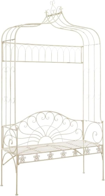 vidaXL Patio Bench Garden Outdoor Balcony Terrace Outside Backyard Yard Porch Home Furniture Seat Lounge Seating 48" Iron Antique White