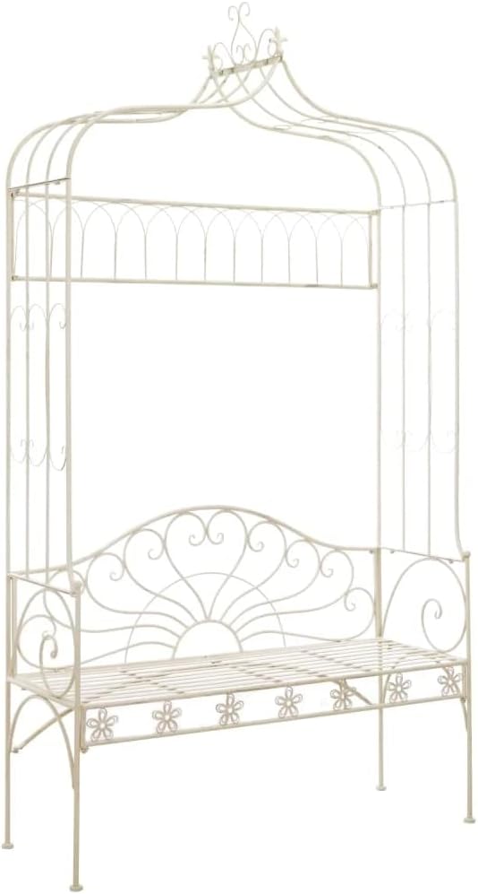 vidaXL Patio Bench Garden Outdoor Balcony Terrace Outside Backyard Yard Porch Home Furniture Seat Lounge Seating 48" Iron Antique White
