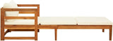 Sun Lounger with Cream White Cushions Solid Acacia Wood Outdoor Chairs Furniture Outdoor Patio Furniture Set Suitable - Photo 4