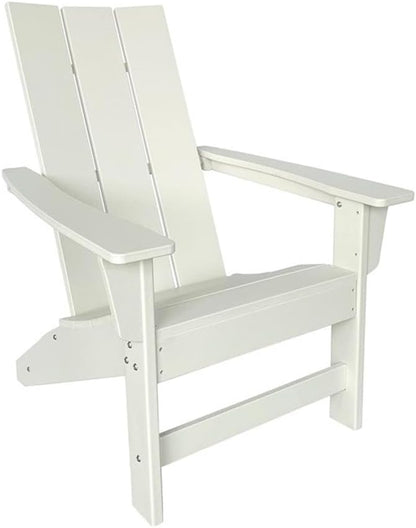 Pemberly Row Modern Resin Adirondack Chair, Weatherproof HDPE Plastic, White Finish, 35.5" H x 29" W x 32" D, Folding Design, UV-Protected Scratch-Resistant Surface, Indoor/Outdoor Patio Porch Garden