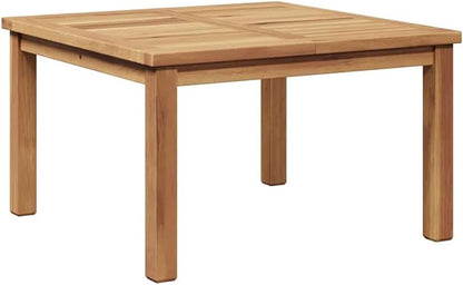 Modern 24 in Brown Solid Teak Coffee Table Minimalist Outdoor Patio Cocktail Accent Square 23.62 x 23.62 x 14.17 in for Garden Balcony Porch Backyard