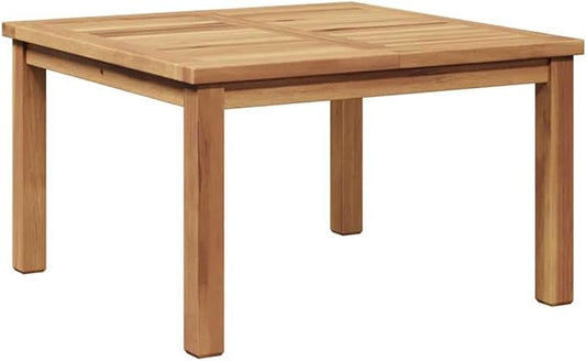 Modern 24 in Brown Solid Teak Coffee Table Minimalist Outdoor Patio Cocktail Accent Square 23.62 x 23.62 x 14.17 in for Garden Balcony Porch Backyard