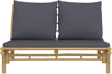 Bamboo Outdoor Loveseat 45.3 in Wide Garden Bench, Natural Finish, Dark Grey Cushions, Weather Ready, 485 lbs Capacity - Photo 3
