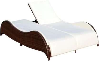 Double Sun Lounger hammock chair,lounge chair,patio lounge chairs,christopher knight outdoor furniture,outdoor chaise lounge,outdoor lounge chairs set of 2,with Cushion Poly Rattan Brown