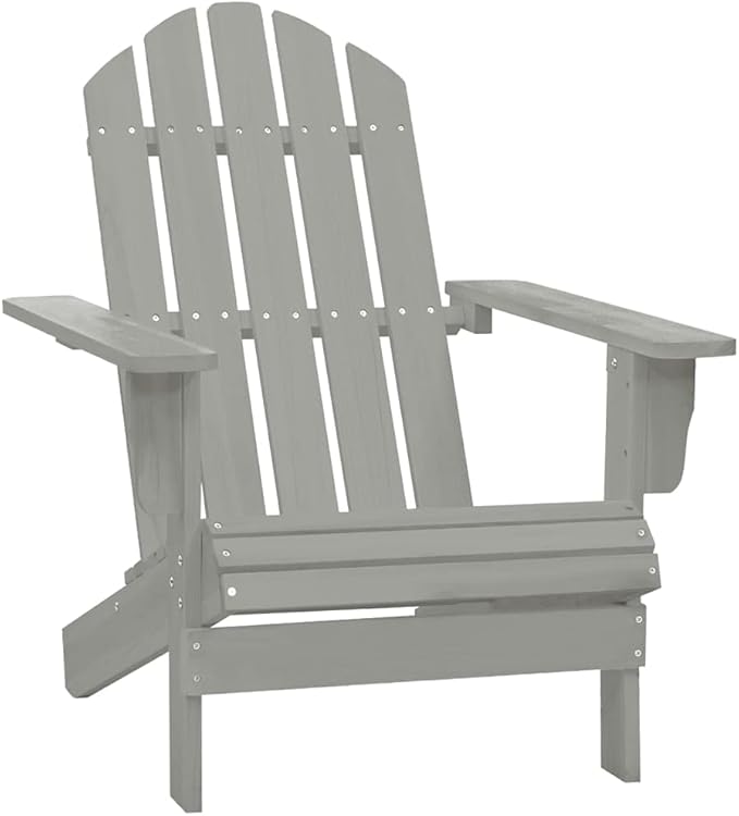 Patio Furniture Set with Ottoman and Table Solid Fir Wood Gray Outdoor Adirondack Chair for Garden Balcony Porch - Photo 8