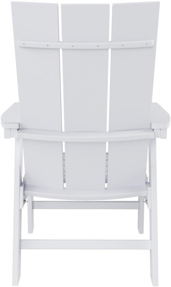 Costaelm Outdoor Adirondack Chair, HDPE Patio Balcony Chairs, Portside Seashell Nautical Curveback Adirondack Chair and Fire Pit Chairs, White