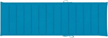 Outdoor Sun Lounger with Blue Cushion, Adjustable Patio Chaise Lounge for Poolside & Garden, Solid Acacia Wood Furniture with Wheels and Pull-Out Table, Weather-Resistant Sunbed for Relaxing
