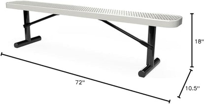 COATEDOUTDOORFURNITURE Coated Outdoor Furniture Heavy-Duty Portable Outdoor Bench Thermoplastic Coated, Expanded Metal, Commercial-Grade Seating, Made in America (Portable Without Back, 6 Ft, Grey)
