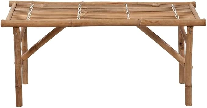 Garden Bench Deck Bench Folding Patio Bench with Cushion 46.5" Bamboo