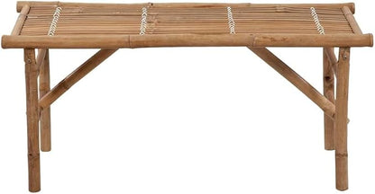 Garden Bench Deck Bench Folding Patio Bench with Cushion 46.5" Bamboo