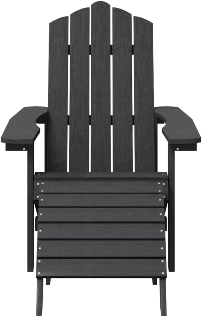 Anthracite HDPE Steel Contemporary Garden Adirondack Chair Set with Matte Finish for Outdoor Patio and Balcony - Photo 5