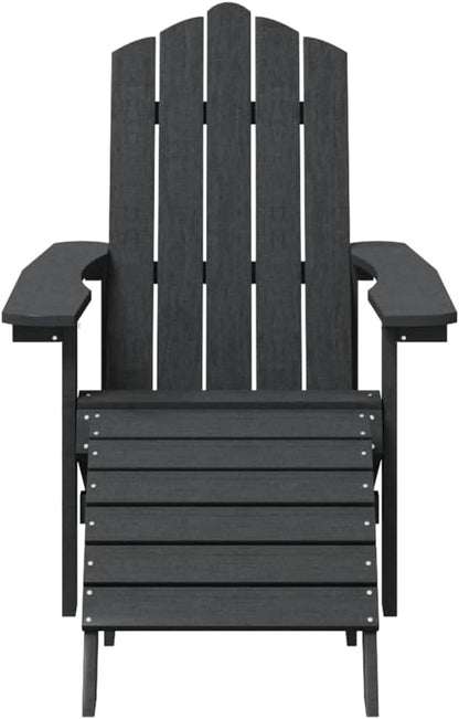 Adirondack Chair Set with Footstool & Side Table HDPE Outdoor Furniture Anthracite for Patio Garden Beach Poolside Weather-Resistant Lounge Chairs