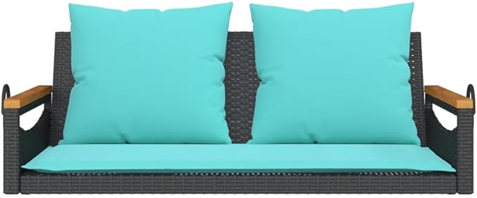 Patio Swing Bench Black and Blue for Two with Removable Cushions - Photo 5