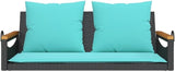 Patio Swing Bench Black and Blue for Two with Removable Cushions - Photo 5