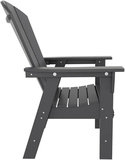Costaelm Outdoor Fire Pit Chair, Patio hdpe Balcony Pool Adirondack Chair, Modern Front Porch Backyard Chair, Garden Resin Lounge Chair for Outside, Gray