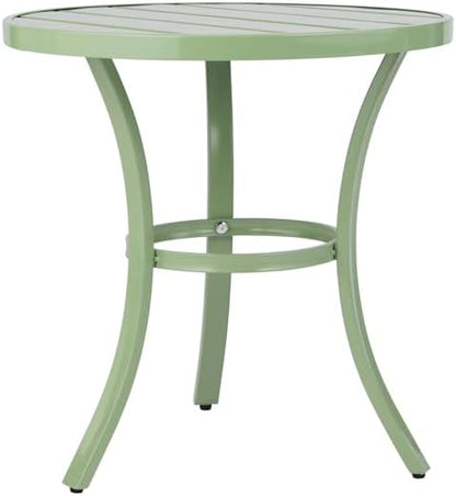 20" Side Table Outdoor Indoor, Round Metal Patio End Table, Small Weather-Resistant Accent Table with Adjustable Feet for Garden, Balcony, Living Room, Bedroom (Light Green)