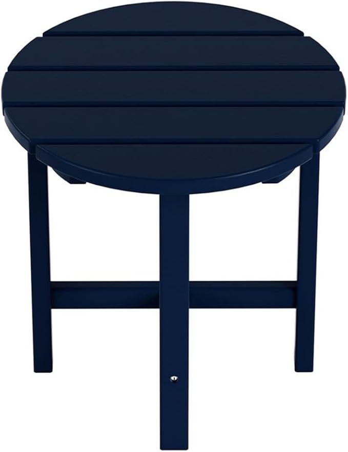 Costaelm Round Outdoor Side Tables, Adirondack Patio Tables for Outside, HDPE Patio End Table Weather Resistant, Balcony Table for Pool, Seaside, Backyard, Porch, Indoor Companion, Navy Blue
